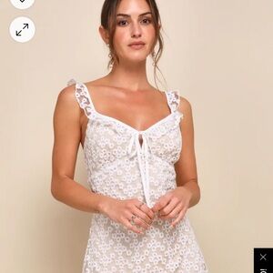 NWT Lulus Charmaine White Embroidered Mini Dress